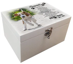 Foto personalizada urna conmemorativa, ataúd perro mascota para cenizas, urna de madera maciza blanca. - Imagen 1 de 17