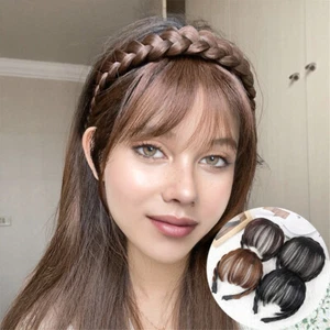 Braid Headband Instant Hair Bangs With Headband Braid Hair Neat Fringe Bands - Picture 1 of 16
