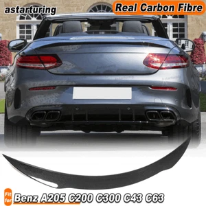 REAL CARBON for Benz A205 C200 C300 C43 C63 Convertible Rear Trunk Spoiler Wing - Picture 1 of 11