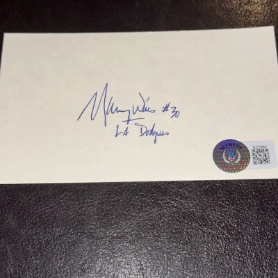 Maury Wills Autographed Signed 3x5 Index Card Inscribed #30 LA Dodgers Beckett - Image 1 of 4