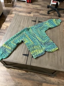 Vtg Granny Square Handmade Crochet Sweater Girls Size M? See measurements - Picture 1 of 1