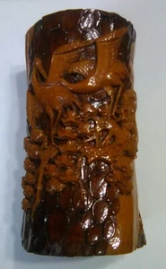 Chinese Hand-carved Bamboo Brush Pot - Picture 1 of 5