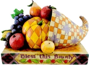Jim Shore Horn of Plenty ~ Thanksgiving Cornucopia Figurine ~ 117660 Early 2004 - Picture 1 of 9