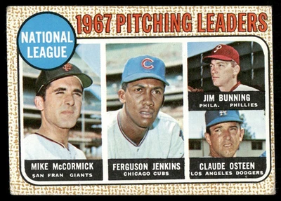 1968 Topps #9 Líderes de pitcheo de la Liga Nacional Foto 1 de 2