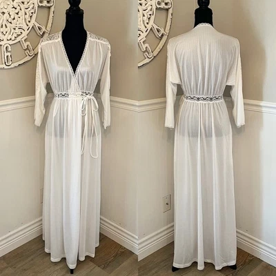 Vintage Miss Elaine Sheer White Robe Chemise Nightgown – Bridal Peignoir SM NWT - Image 1 of 4