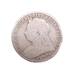 1896 Queen Victoria .925 Silver Sixpence Coin - Picture 1 of 2