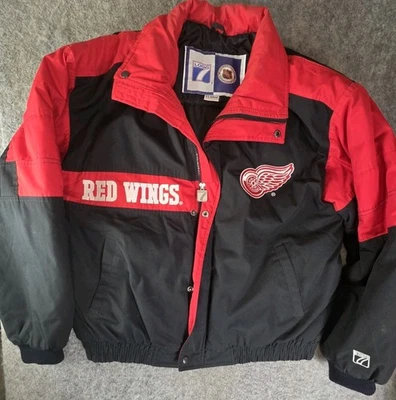 Vintage Logo 7 Detroit Red Wings Full Zip Black Jacket 2XL Hockey NHL - Image 1 of 4