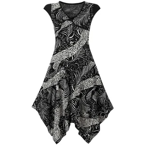 Unbranded Womens XS Asymmetrical Midi Dress Abstract Boho Elegant Quiet Luxury - Picture 1 of 9