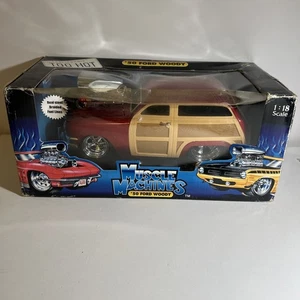 Muscle Machines 1950 Ford Woody Real Braided Steel Line Die-Cast 1:18 - RED NIB - Picture 1 of 4
