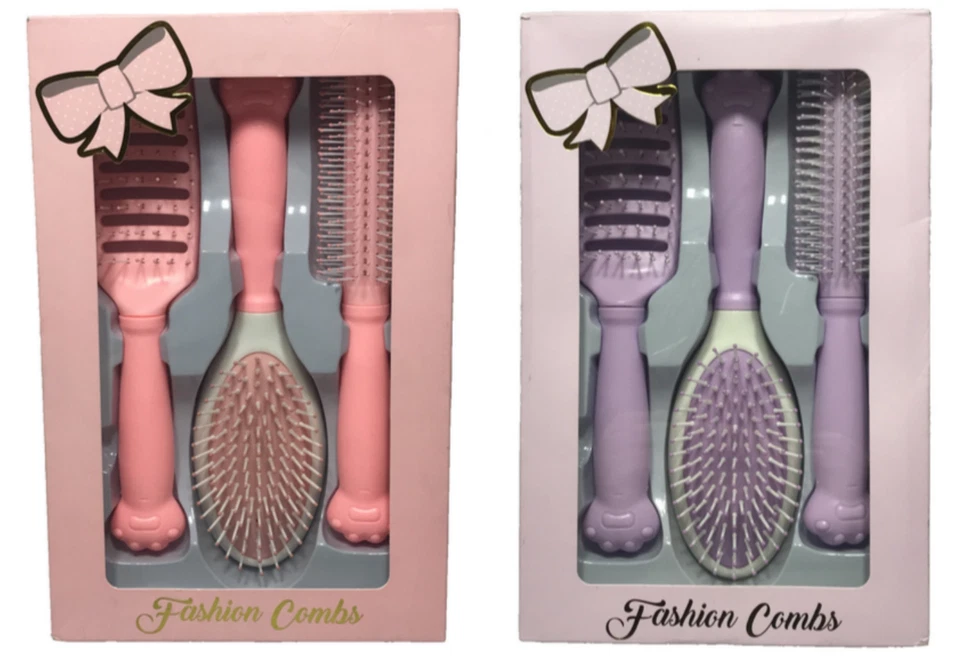 Peines de moda Juego de 3 piezas de cepillo y peine de peinado con cojín desenredante - ELIGE EL COLOR Foto 1 de 1