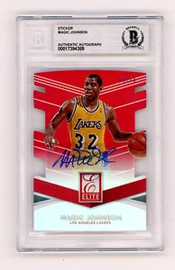 MAGIC JOHNSON Signed 2015 Panini Donruss Elite Red Die-Cut /68 #97 BAS - Picture 1 of 2