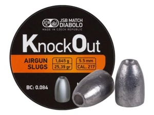 JSB Match 200 Count KNOCKOUT SLUG HP 5.5mm .217 / .22 Caliber Airgun Pellets - Picture 1 of 2