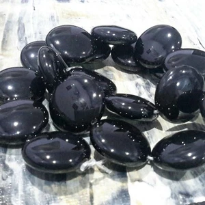 Natural Black Agate, Flat Round, 20x4.5mm, 20pce strand,Free postage. - Picture 1 of 3