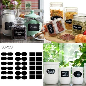 36PCS 3 Shapes Chalkboard Blackboard Chalk Sticker Labels Kitchen Jar Label Tags - Picture 1 of 10