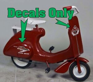 Vintage 1950's Garton Red Super Sonda Pedal Scooter DECALS ONLY