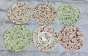 Vtg Paden City Pottery Confetti Green Brown Speckle Sauce Plates MCM Kitschy - Picture 1 of 13