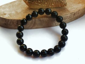 SCHMUCK-STCK Armband Stein gebohrt Shungit Schungit Algenkohle Heilstein Kugeln - Picture 1 of 2