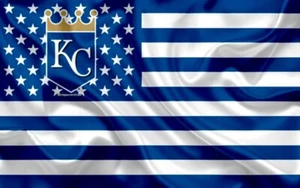 (2) Kansas City Royals Wavy Stars & Stripes Flag Vinyl STICKERS 5x3.15 Car Decal - Picture 1 of 1