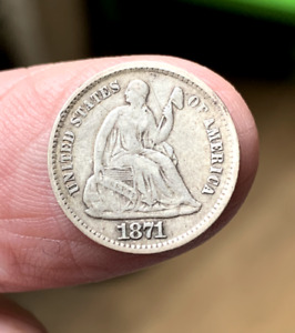 1871 Half-Dime "Seated Liberty" Coin - Very Good Example