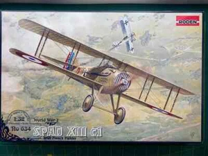 1/32 Scale RODEN634 SPAD XIII C-1 French Fighter Biplane WWI Plastic Model Kit - Imagen 1 de 13