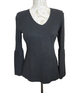 Cabi Top Bell Sleeve Its A Party Peplum Blouse Black V Neck Goth Women's XS - Picture 1 of 6