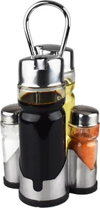 Salt and Pepper Shakers Oil and Vinegar Dispenser Set with Stainless Steel - Picture 1 of 8