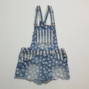 Stars and Stripes USA Girls Denim Dungarees Bib and Brace Shorts Size S   - Picture 1 of 10