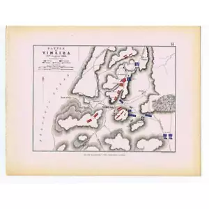PORTUGAL Battle of Vimeiro 1808 - French and Allied Positions - Antique Map 1875 - Picture 1 of 1