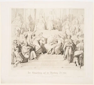 FRIEDRICH (*1827) nach SCHWIND (*1804), Sängerkrieg auf der Wartburg, 1852, KSt - Bild 1 von 5