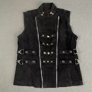 Tripp NYC Vest Jacket Mens Medium Black 100% Cotton Zipped Metal Snaps Closure M - Picture 1 of 10