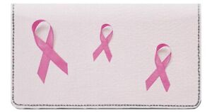 Couverture de chéquier concepteur de sensibilisation au cancer du sein, fentes pour cartes de crédit et boucle de stylo