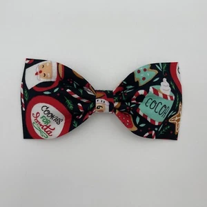 Cookies for Santa Bow Tie Clip On Handmade Christmas July Hand Crafted Holiday - Picture 1 of 6