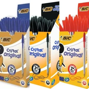 BiC Cristal Medium Biro Ballpoint Pen 1.0 mm Black Blue Red (Pack of 10, 20, 50) - Picture 1 of 19