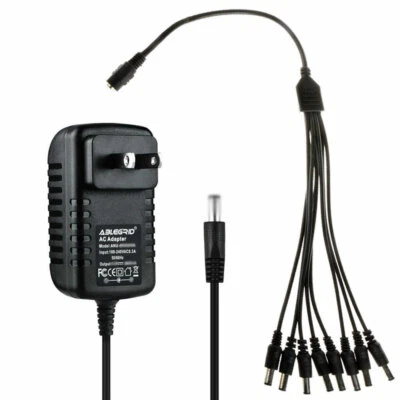 DC 12V 2A Adapter + 8 Port Splitter Cable for CCTV Security Camera 5.5*2.1mm - Image 1 of 4