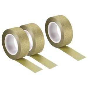 Glitter Tape, Decorative Craft Tape Self Adhesive 1.5cmx10m Light Gold Tone 3Pcs