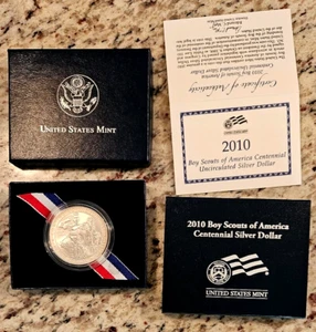 2010 Boy Scouts of America Cent. Silver Commemorative Dollar $1 US BU/UNC OGP - Picture 1 of 3