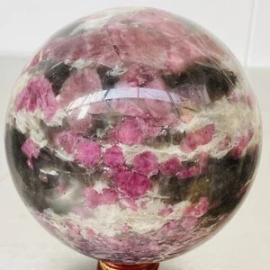 Pietra cristallo quarzo tormalina rossa naturale sfera guarigione 2900G - Foto 1 di 12