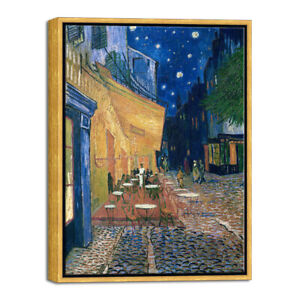 Framed Wall Art of Cafe Terrace at Night by Van Gogh Paintings Bronze Gold Frame