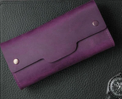 Reloj de pulsera Bolso bolígrafo soporte para lápiz cuero de vaca estuche de almacenamiento bolsa púrpura H363 Foto 1 de 4