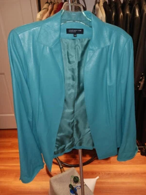 Chaqueta de cuero verde Jones New York vintage - Usada Foto 1 de 4