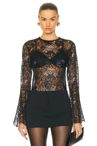 Blusa de encaje manga acampanada con marco $398 nueva con etiquetas ww23wbl098 talla S - Imagen 1 de 14