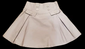 Girls Burberry Tan Khaki Pleated School Uniform Lined Skirt Size 8Y (M) - Picture 1 of 4