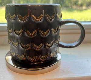Starbucks Anniversary 2015 Mug 10 oz. Coffee Cup Mermaid 3D Brown w/Gold Scales - Picture 1 of 7