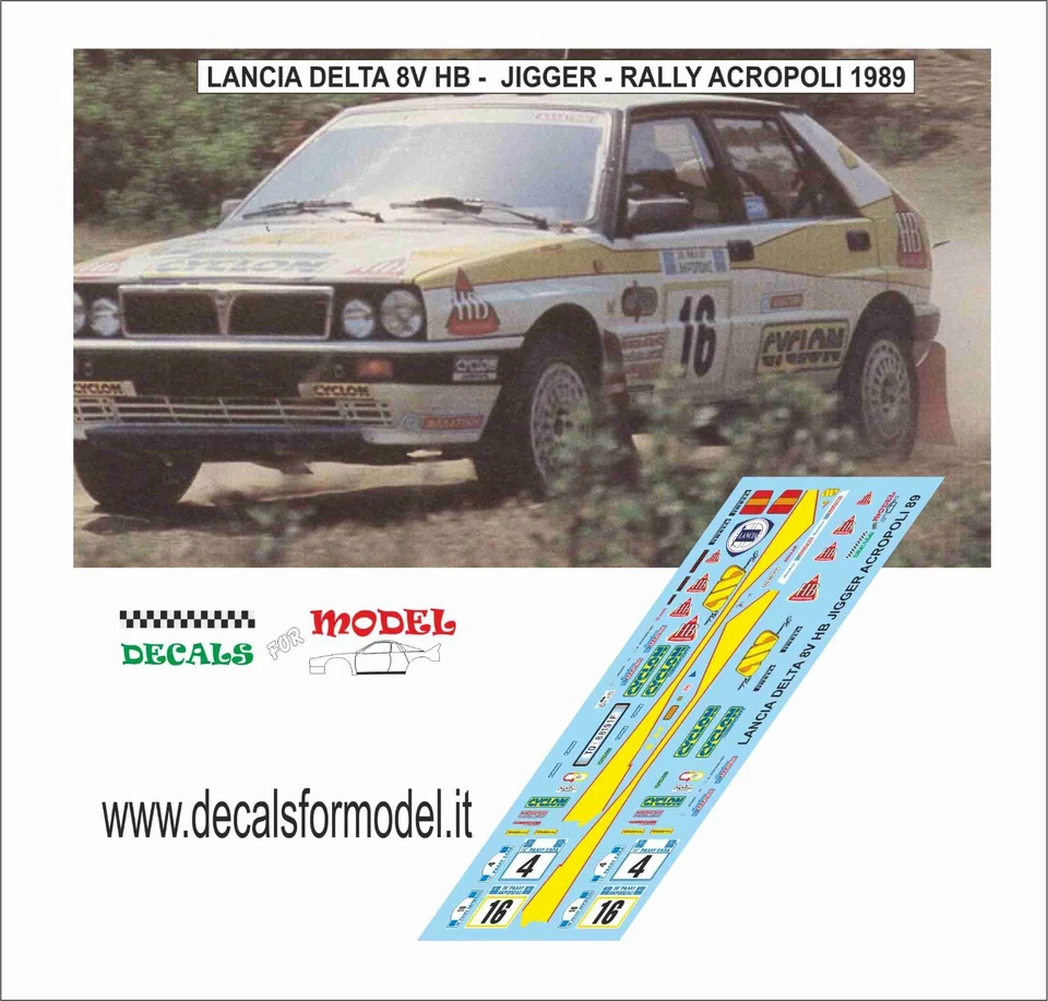DECALS 1:43 LANCIA DELTA 8V JIGGER RALLY ACROPOLI 1989 - Immagine 1 di 1