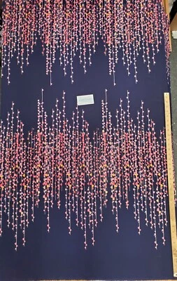 Impresión digital de spandex de gasa elástica 90/10 - 4 vías elásticas - "palos florales azul marino" Foto 1 de 4