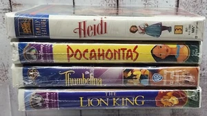 Walt Disney VHS Lot (4) New Sealed Clamshell Shirley Temple Lion King Pocahontas - Picture 1 of 3