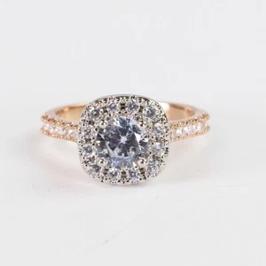 Anillo de compromiso cojín delicado anillo de compromiso corte cojín enchapado en oro rosa - Imagen 1 de 6
