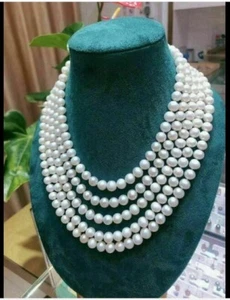 100 inch 8-9mm AAAA perfect Akoya white pearl necklace 14kp Gold Clasp - Picture 1 of 4