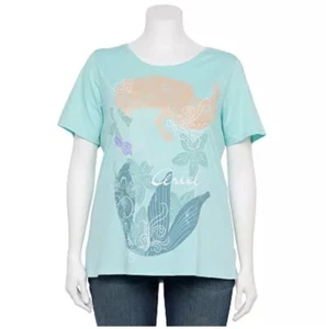 Disney The Little Mermaid Women's T-shirt Size 2X Plus Ariel Aqua Mint Green NWT - Picture 1 of 2
