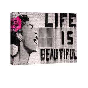 Canvas Print Wall Art Painting Home Decor Banksy Life is Beautiful Picture 12x16 - Picture 1 of 8